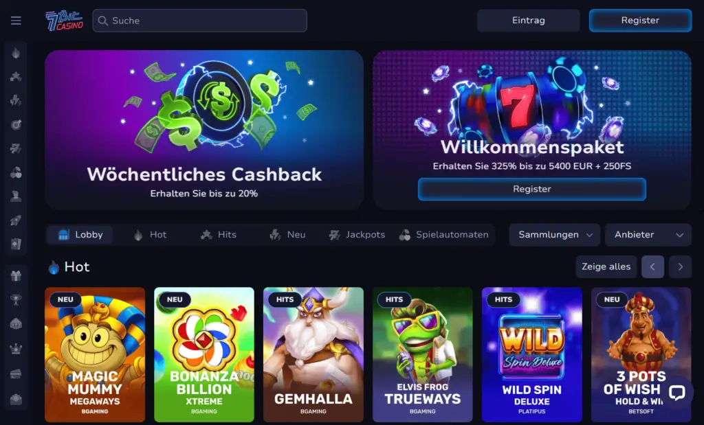 7Bit Online Casino Homepage
