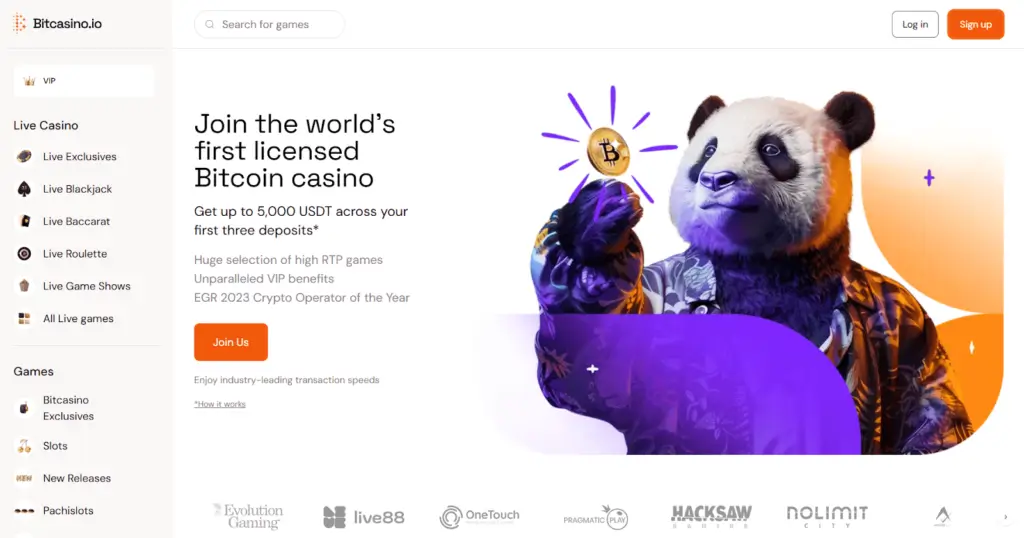 Bitcasino Online Casino Homepage